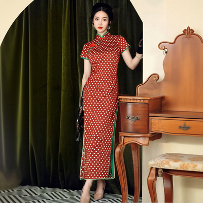 2025老上海旗袍长款女气质高端优雅修身复古民国风波点日常新款裙