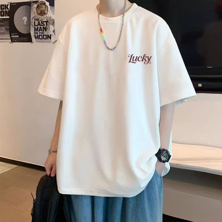 纯棉短袖男生t恤美式夏季新款重磅潮牌白色青少年打底衫半袖上衣