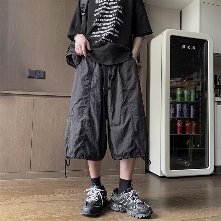 机能工装短裤男士夏季薄款大码宽松裤衩美式潮牌休闲速干七分裤子
