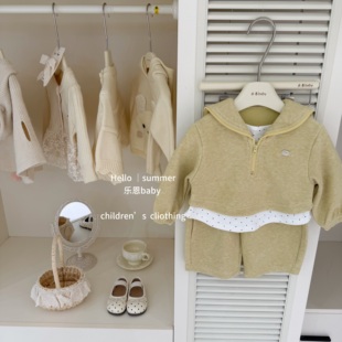 【乐恩baby】超好穿！26秋冬女童柠檬黄海军领卫衣阔腿裤休闲两件