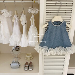 【乐恩baby】软牛仔！原创设计2026夏款法式牛仔花边花苞裙连衣裙