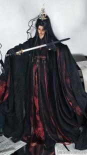 【云霄】BJD三分,四分,叔体古装古风娃衣大全套大袖衫（黑红）