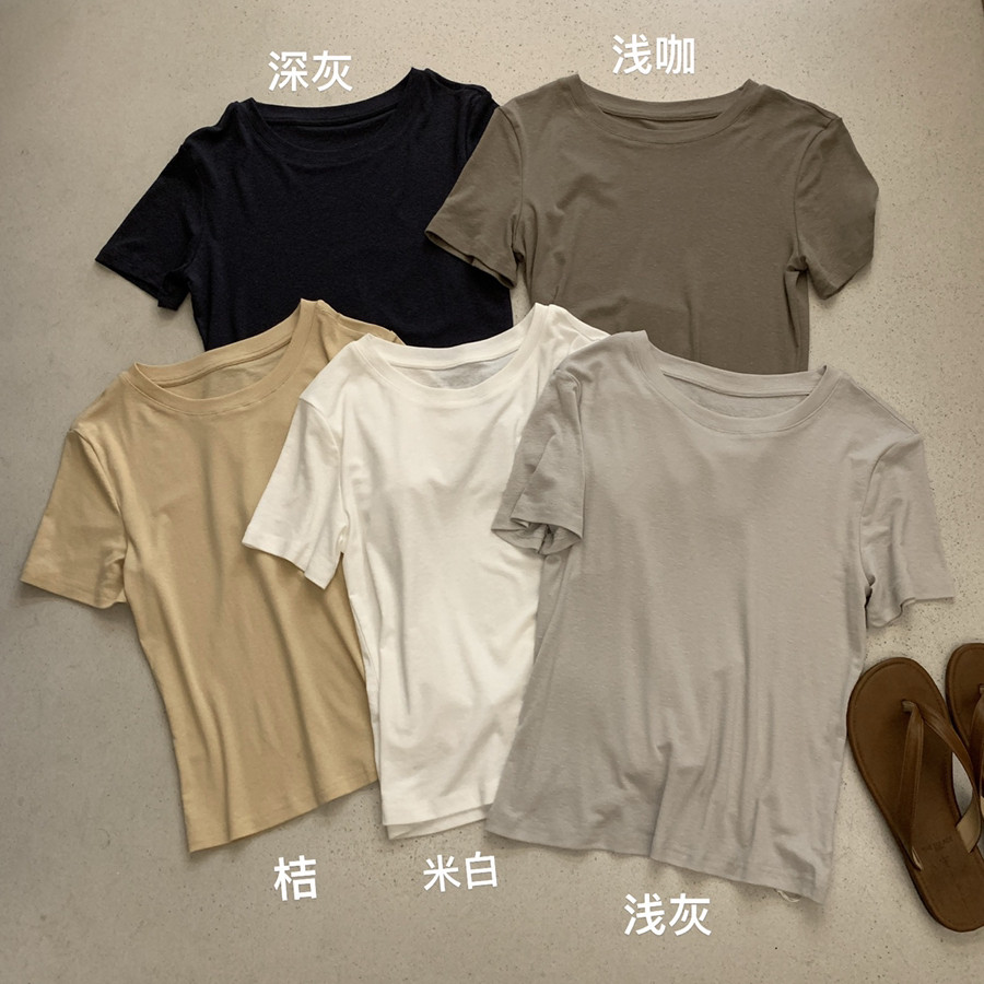 2026年夏上新圆领后背印花短袖T恤(不含下装和项链)