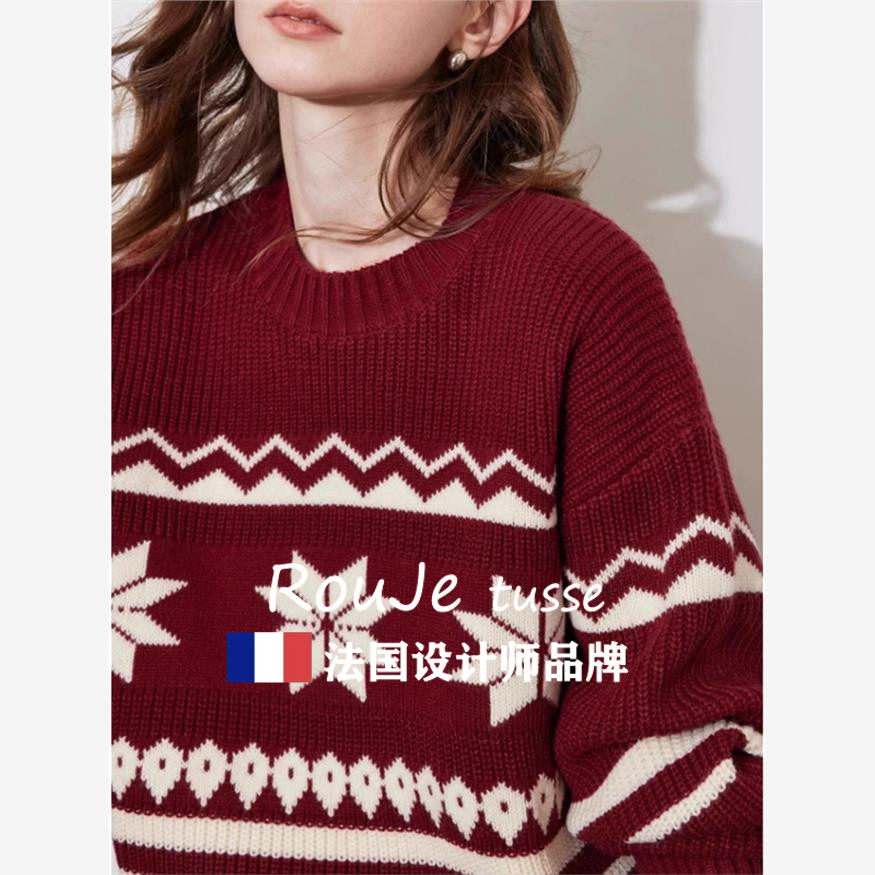 Rouje tusse秋冬复古圆领套头羊绒毛衣女慵懒软糯内搭羊毛针织衫,女装/女士精品,毛衣,淘宝优惠券,粉丝福利购,淘宝优惠卷