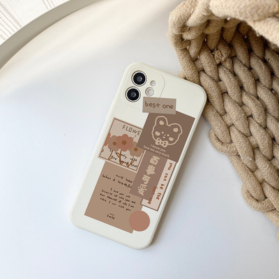 ins文艺复古标签熊苹果手机壳