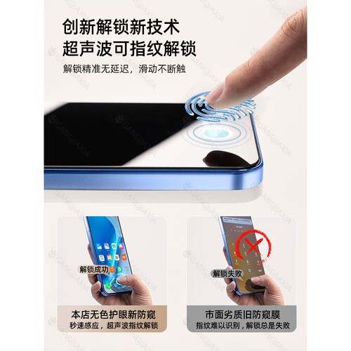 德国柏奈儿【超声波秒解锁】适用iQOONeo11防窥钢化膜Neo10Pro手机膜iQOO9SPro全屏8vivo7防摔vivoiqooneo6保