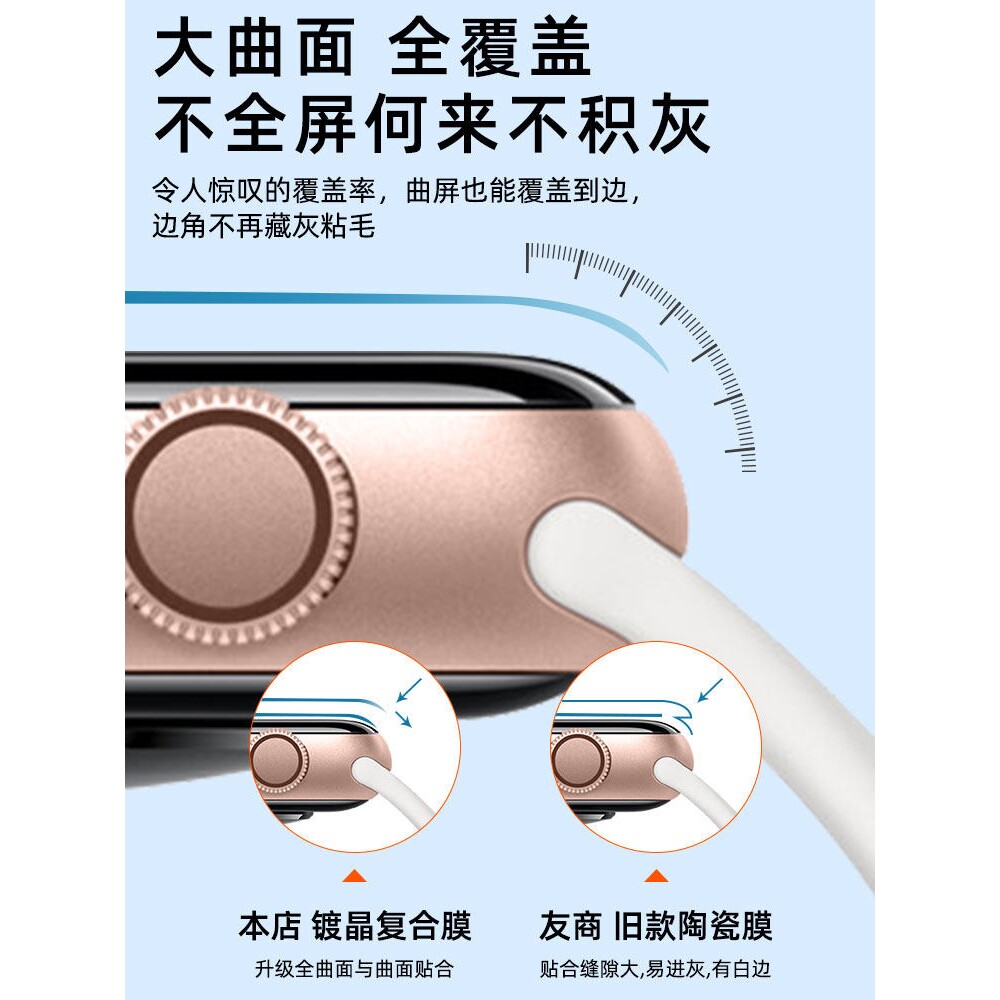 德国柏奈儿适用iWatch11保护膜s11手表s10苹果s9/s8陶瓷iwatchs8/s7钢化iwatchse9/10曲面7applewatch6防摔5u