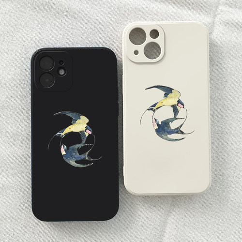 情侣双燕~水彩风适用iPhone17promax苹果14小米15华为p80pro荣耀500vivos30opporeno15红米k90一加硅胶手机壳