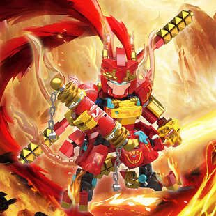 哲高GZ2002 DIY积木玩具 2005国潮机甲关羽吕布悟空赵云儿童男拼装