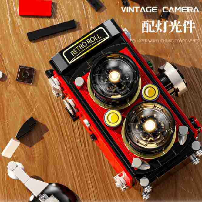 高密思T2110复古仿真相机拼装益智儿童玩具模型摆件男女孩生日礼