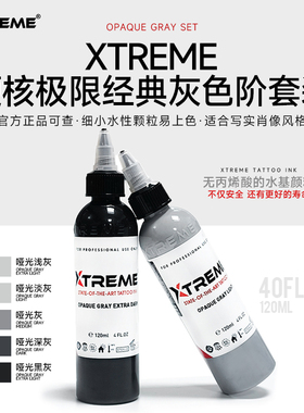 Xtreme硬核极限纹身色料经典灰色色阶套装4盎司120ML黑灰写实色料