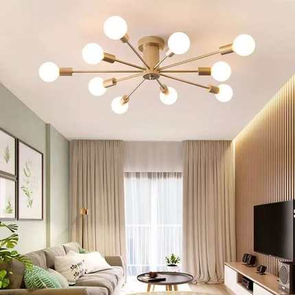 北欧客厅吸顶灯led大气现代简约卧室温馨创意个性多头枝形铁艺灯