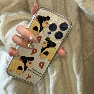 ins风可爱腊肠狗适用苹果17promax不会撞壳手机壳新款iPhone13透明硅胶17pro小众15性14女款16全包防摔17软壳