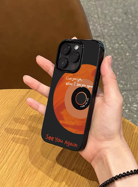 ins小众个性CD唱片手机壳适用苹果17promax新款iPhone15pro亮黑色13硅胶14pro全包12男女11磨砂16防摔软壳
