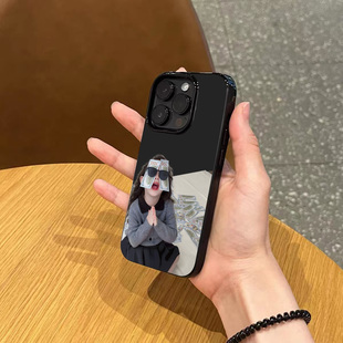 ins小众个性 iphone15亮黑色14pro磨砂超薄13透明11全包12硅胶16防摔软壳 发财女孩手机壳适用苹果17promax新款