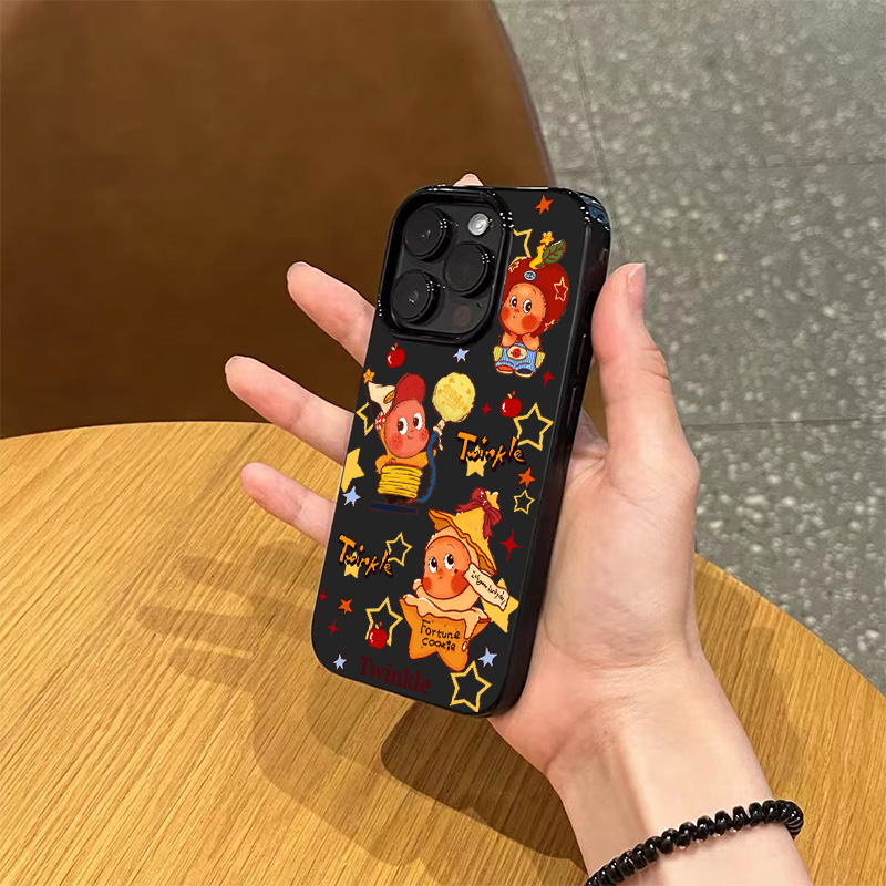 趣味ins可爱卡通星星人手机壳适用苹果17promax新款iPhone16亮黑色15pro硅胶14小众13磨砂薄款12女11全包软壳