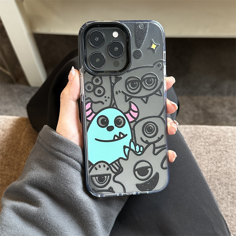 AJCKP爆款卡通可爱超萌小怪兽适用苹果16promax不会撞壳的手机壳iPhone13新款14小众11防摔xr/15硅胶全包软壳