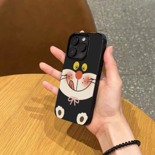韩系ins甜酷少女可爱吐舌头大脸猫咪手机壳适用苹果17promax新款 iphone17pro亮黑色15磨砂13女12防摔16全包软