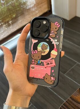 原创日韩女款少女心可爱猫咪适用苹果17ProMax手机壳15pro创意12高级感13pro黑边硅胶16pm防摔IPhone14保护套