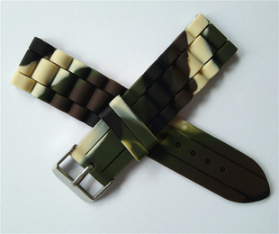 迷彩硅胶表带12mm14mm16mm18mm20mm22mm24mm针扣橡胶表带手表配件