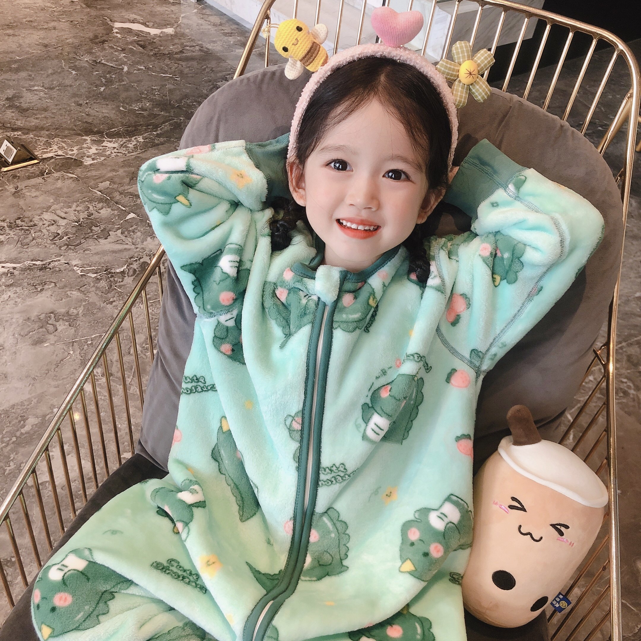 法兰绒睡袋宝宝婴儿防踢被子神器儿童秋冬款睡衣连秋季加绒恒温