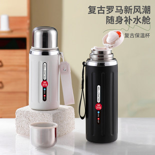 抖音爆款316不锈钢保温杯复古潮流罗马杯时尚户外旅行便携水壶女