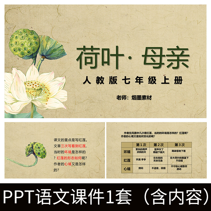e38荷叶母亲冰心教师教案学习公开课文赏析语文教学课件ppt模板