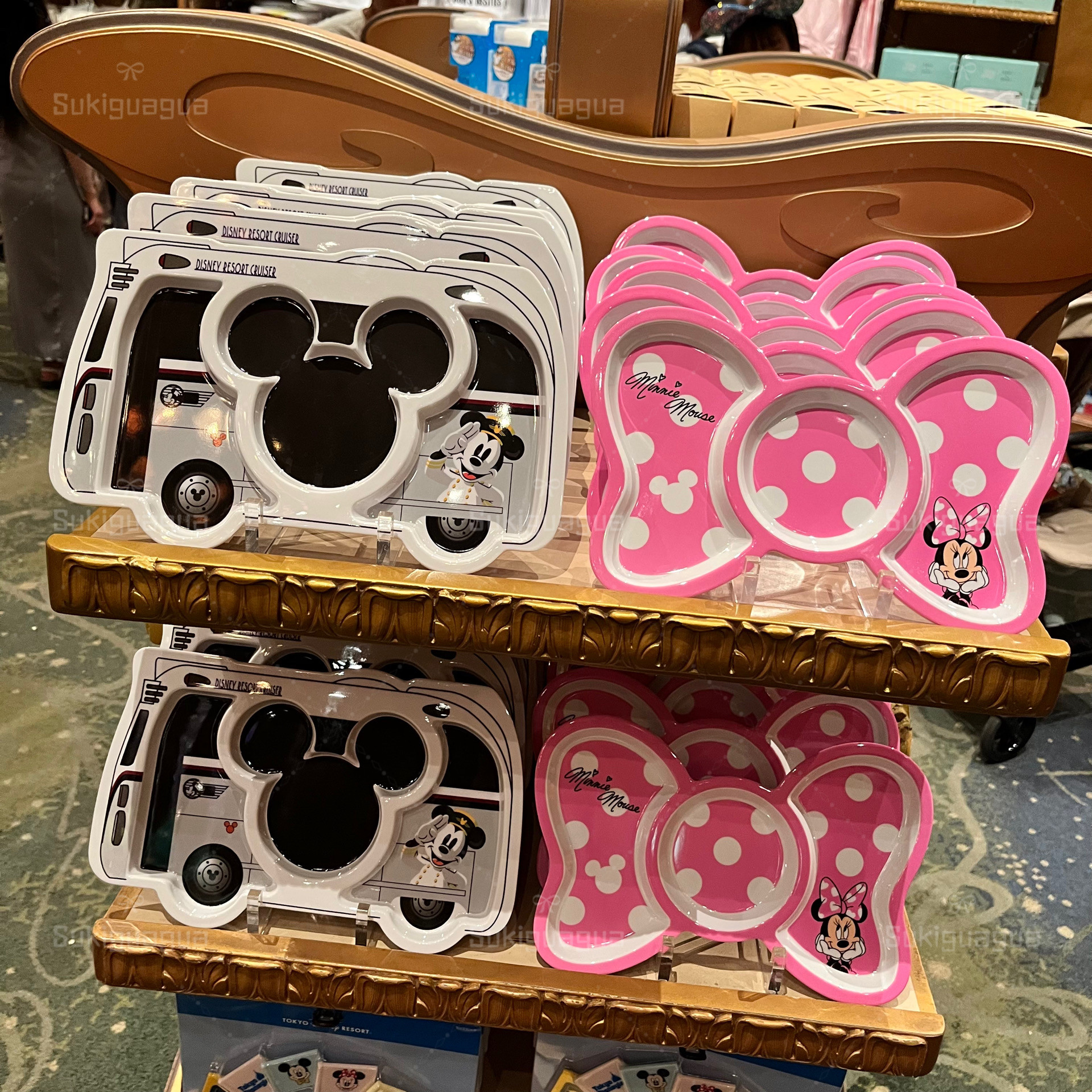 日本 Disney迪士尼 限定餐盘 米奇 米妮 蝴蝶结 大巴车 卡通 可爱