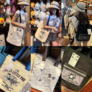 日本 Disney迪士尼新品三只小猪  米奇米妮 奥拉夫 双肩包 手提包
