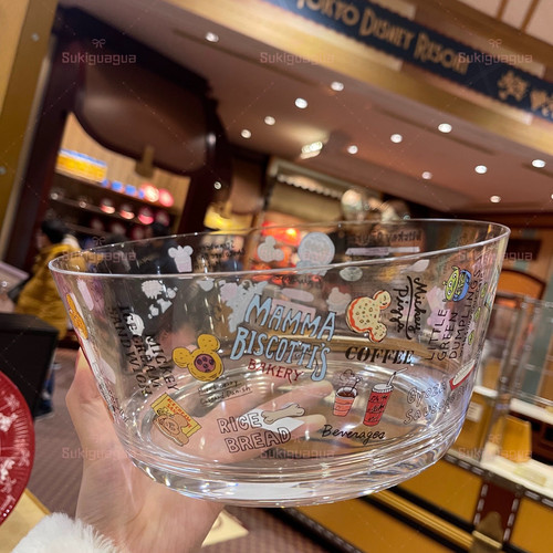 日本 Disney迪士尼 米奇卡通玻璃碗沙拉碗耐高温微波炉用卡通餐具