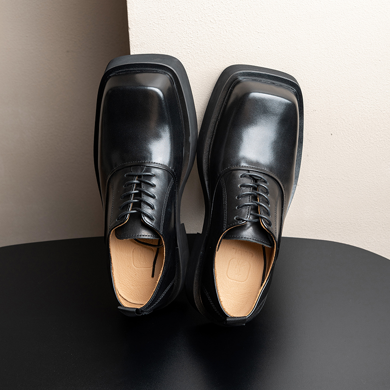 原创全头层牛皮德比鞋男英伦方头