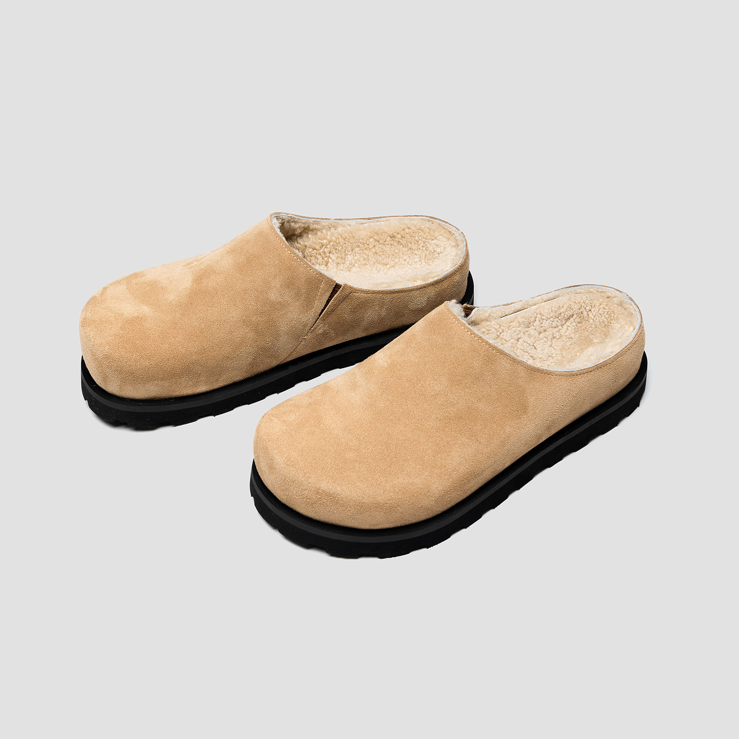 羊皮毛一体勃肯拖鞋冬季加绒保暖包头拖棕色复古内增高外传百搭,流行男鞋,包头拖,淘宝优惠券,粉丝福利购,淘宝优惠卷