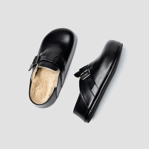 羊皮毛一体包头勃肯鞋冬季保暖鞋