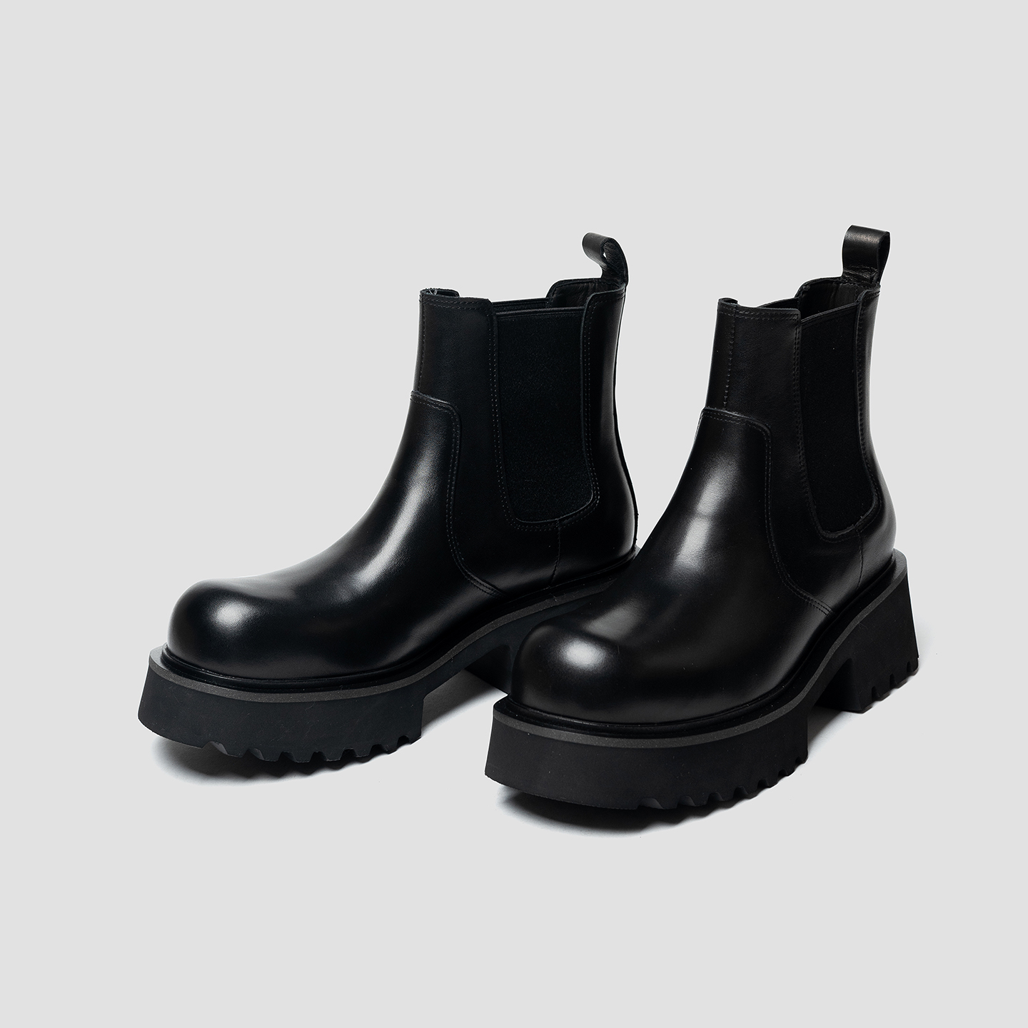 小牛皮切尔西靴男士增高真皮靴子