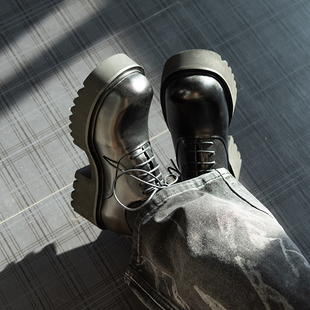 全真皮休闲百搭通勤德比鞋 6.5cm增高高级感圆头厚底大头皮鞋 男款