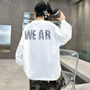 男童纯棉长袖t恤春秋2026新款儿童薄款打底衫中大童帅气炸街上衣