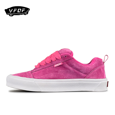 翻毛皮拼接复古粉色低帮板鞋