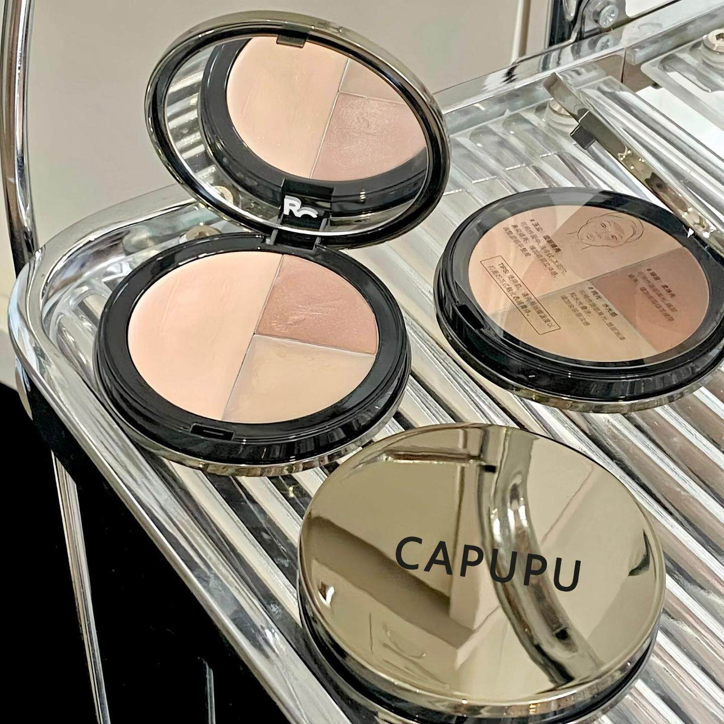 capupu三色多用膏修容遮瑕高光盘立体打光提亮阴影鼻影一体