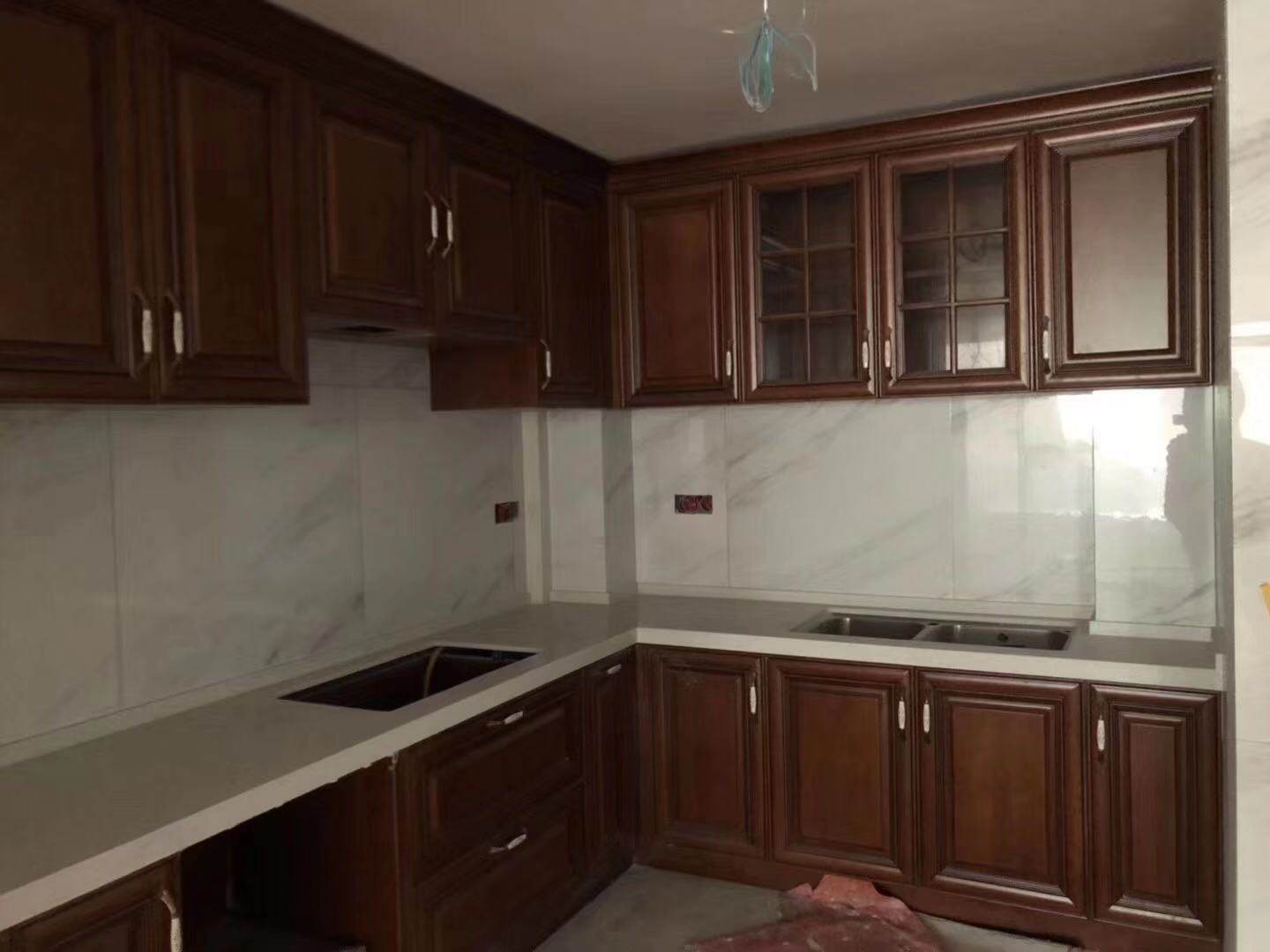 人造大理石灶台 石英石台面 黑金沙挡水条橱柜吧台定做