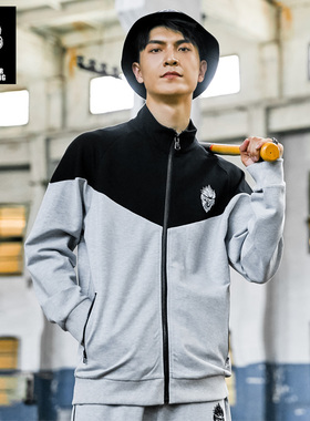 monkey king  猴王春秋新款纯棉上衣运动拉链休闲情侣套装男外套