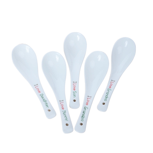 全家福马戈小勺陶瓷勺子小汤勺粥勺陶瓷柄勺子调羹勺子陶瓷搅拌勺