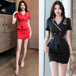 采耳师足疗高端大气技师工装显瘦收腰洗浴水疗气质复古韩式两件套