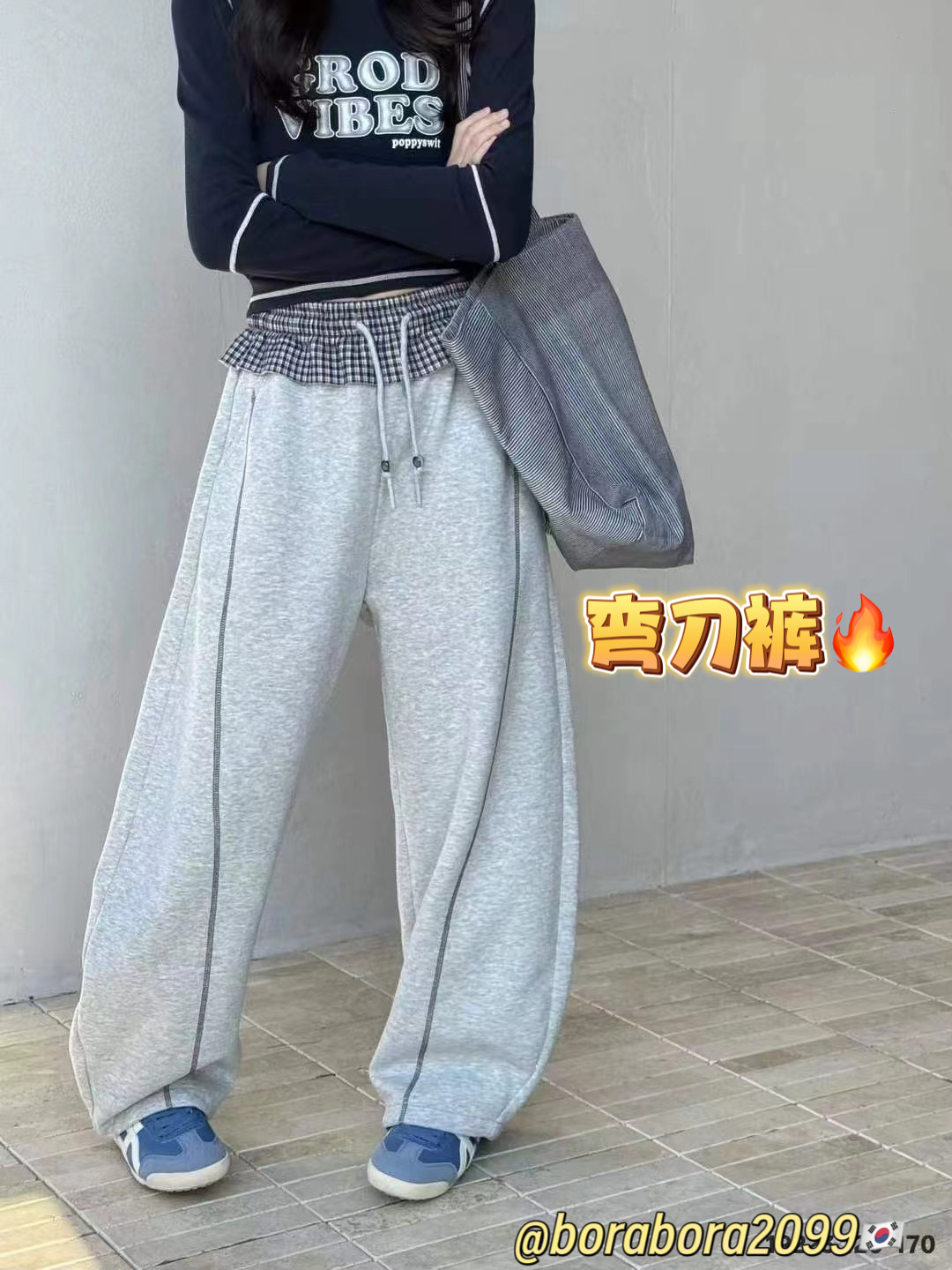 现货波拉韩国童装 女童中大童初中生秋装亲子休闲裤运动裤弯刀裤