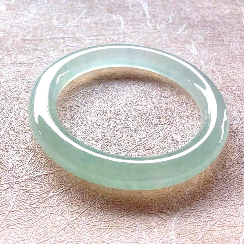 天然A货老坑缅甸翡翠手镯紫罗兰阳绿冰种飘花贵妃圆条玉镯子女款