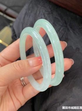 天然缅甸正品冰种翡翠手镯细圆条叮当镯翡翠玉手镯子少女款送礼物