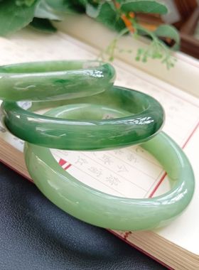 【一物一图】纯天然缅甸翡翠玉石手镯细糯糯冰种水油青满绿玉石手