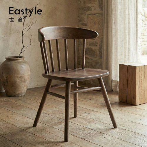 日式复古简约靠背椅实木中古风椅