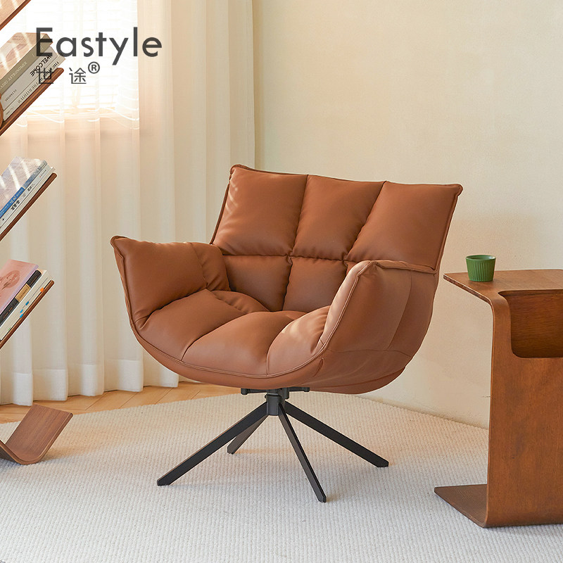 意式单人沙发椅客厅卧室旋转面包椅北欧ins设计师轻奢懒人休闲椅