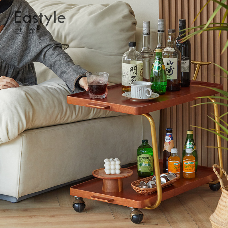 实木中古风推车复古网红边几