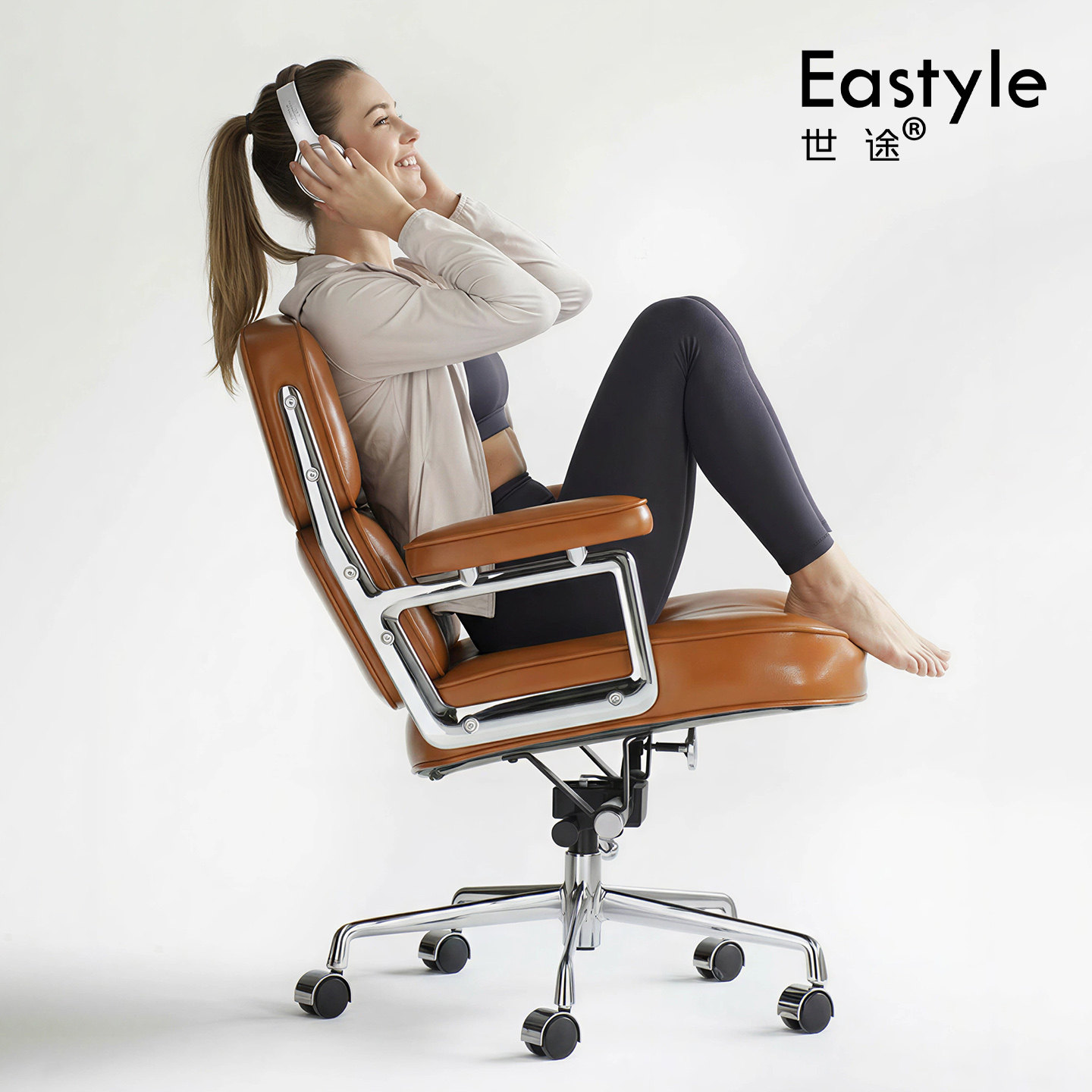 复古真皮人体工学舒适电脑椅老板办公椅可升降椅子电竞椅靠背转椅